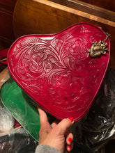 Hand tooled blue AMADA from Chicana leather luxury designer in OX Blood